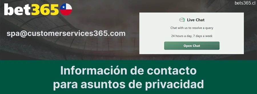 Contacto de Bet365 para temas de privacidad