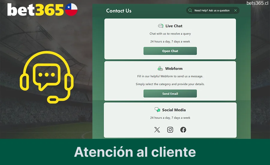 Soporte al cliente Bet365 para jugadores chilenos